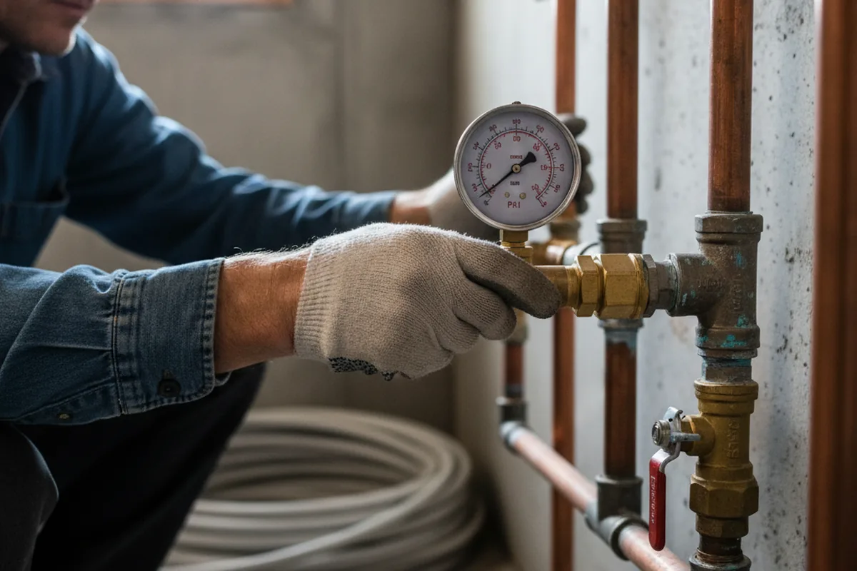 Pressure testing a repaired line during Water Line Repair in Barnegat